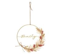 Déco Murale Fleurs séchées sur Cerceau en Métal Doré D 24 cm - Atmosphera