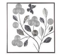Déco murale ""Florale"" argent 50x50cm - Atmosphera createur d'interieur
