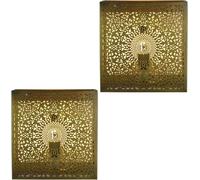 Déco Murale Lot De 2 Wandleuchte En Métal Doré Marocaine 27cm E27 Boho Rond