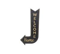 Déco Murale Flèche Welcome en métal Noir et doré H 74 cm - Atmosphera