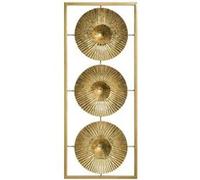 Atmosphera - Déco murale Iva 3 fleurs en métal doré 25x61 cm