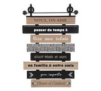 Déco Murale Pancarte Message en Bois et métal Noir 48 x 72 cm - Atmosphera