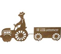 Déco murale panneau de bienvenue Tôle dacier marron