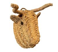 Déco murale petite tête de Taureau en paille Naturel 25x18 cm