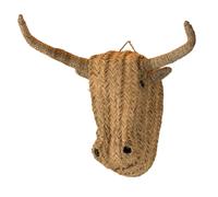 Déco Murale Tête De B?uf En Paille Xl Osier Naturel 30 X 55