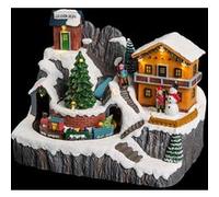 Déco Noël chalet montagne piles lumineux animé musical 5 G