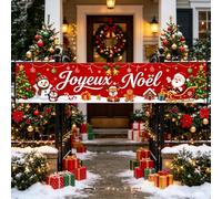 Deco Noel Exterieur Bannière Rouge Joyeux Noël Grand Format