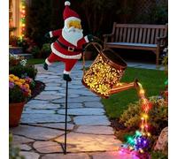 Deco Noel, Lanterne Noël Père Noël Solaire, Arrosoir Solaire Suspendu En Métal Du Père Noël Avec Lumière LED,Déco Lumineuse Noël Exterieur IP65 Étanche pour Chemin, Cour Et Terrasse (1pcs color)