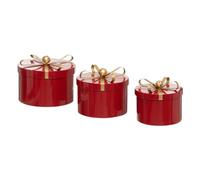 Déco Noël Lot de 3 Boîtes Rondes en métal Rouge - Feeric Christmas