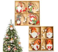 Deco Noel Sapin 24 Pièces Decoration Noel Bois,Père Noël Deco Decoration,Deco Sapin De Noel en Bois à Suspendre,Deco Noel avec Boite,Rouge Ensemble De Decoration De Noel pour 8 Styles avec