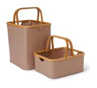 Déco Panier Bambou pour Bois 2er Set Petit Rangement Boîte Poignée de 40,5x33