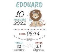 DECO Perso Poster naissance Bébé - Prénom Bébé murale pour chambre d'enfant - Affiche naissance personnalisée - Cadeau de naissance bébé - Poster Prénom enfant - 2 Tailles (GARÇON 21 X 30 CM)