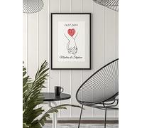 DECO Perso Poster personnalisé pour couple - Poster prénoms et date personnalisable - Décoration - Idée cadeau Saint Valentin - Amour