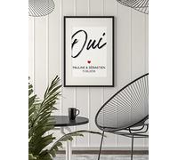 DECO Perso Poster personnalisé pour couple - Poster prénoms et date personnalisable - Décoration - Mariage - Idée cadeau Saint Valentin - Amour -