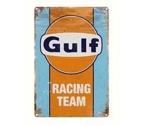 Déco Plaque en métal / métallique Reproduction tôle rétro vintage Garage GULF RACING TEAM 20 x 30 cm