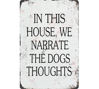 Deco Plaque Metal dans Cette Maison, Nous Racontons Les Pensées des Chiens Résistante Decor Plaque Classics Décoration Poster Peinture pour Maison Bain Garden S