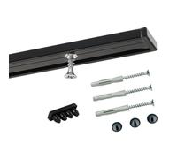 Deco-Raum Rail à rideau personnalisé en aluminium pré-percé à 1 voie - Rail de rideau - Fixation au plafond pour rideaux coulissants - Rideaux avec matériel de fixation - Noir - 120 cm - Minimum