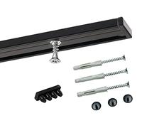 Deco-Raum Rail à rideau sur mesure en aluminium - 1 voie - Pré-percé - Fixation au plafond - Pour panneau coulissant - Avec matériel de fixation - Noir - 410 cm - Séparé au minimum