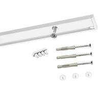 Deco-Raum Rail à rideau sur mesure en aluminium - 1 voie - Pré-percé - Fixation au plafond - Pour panneau coulissant - Avec matériel de fixation - Blanc - 480 cm - Partagé minimum