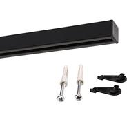 Deco-Raum Rail à rideau sur mesure en aluminium - Carré plat - Fixation au plafond - Avec verrou de serrage - Noir - 340 cm - Carré divisé