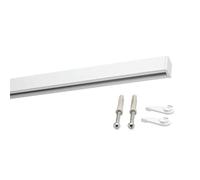 Deco-Raum Rail à rideau sur mesure en aluminium, rail intérieur, rectangulaire, plat, fixation au plafond, avec barre de serrage, blanc, 280 cm, carré divisé