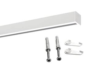 Deco-Raum Rail à rideau sur mesure en aluminium, rail intérieur, rectangulaire, plat, fixation au plafond, avec barre de serrage, blanc, 240 cm, carré divisé