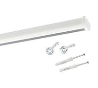 Deco-Raum Rail à rideaux sur mesure - En aluminium - Forme rectangulaire et plate - Fixation au plafond - Avec verrou de serrage - Blanc - 250 cm - Divisé rond