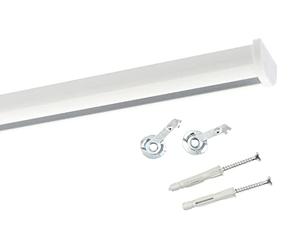 Deco-Raum Rail à rideaux sur mesure - En aluminium - Forme rectangulaire et plate - Fixation au plafond - Avec verrou de serrage - Blanc - 250 cm - Divisé rond