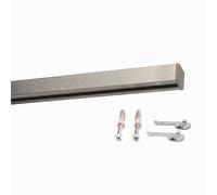 Deco-Raum Rail de rideau sur mesure en aluminium avec rail intérieur - Équerre plate - Fixation au plafond - Tringle pour rideaux japonais - Rail pour rideau japonais - Tringle intérieure en acier