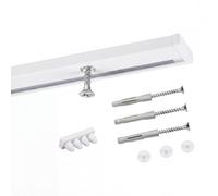 Deco-Raum Rail de rideau sur mesure en aluminium pré-percé 1 rail de fixation au plafond pour rideau coulissant, Blanc 170 cm