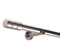 Deco-Raum Tringle à rideaux sur mesure 25 mm - Support mural - Style tube - Embout cylindrique - Aspect acier inoxydable - Fabriquée sur mesure - Sans anneaux - 140 cm