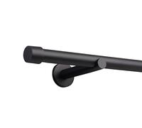 Deco-Raum Tringle à rideaux sur mesure 25 mm, supports muraux, style embout, noir mat, fabriquée sur mesure, sans anneaux, 340 cm, divisée