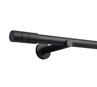 deco-raum Tringle à rideaux sur mesure 25 mm - Supports muraux - Style tube - Embout cylindrique - Noir mat - Fabriquée sur mesure - Sans anneaux - 400 cm - Divisée