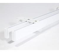 Deco-Raum Tringle à rideaux sur mesure à 2 voies, rail intérieur, style loft, rectangulaire, fixation murale, porte-rideau, tringle pour rideaux, tringle intérieure pour rideaux blancs, 400 cm