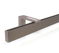 Deco-Raum Tringle de rideau sur mesure avec rail intérieur, carrée, fixation murale, support mural au centre, tringle de 8,3 cm, rideau à rouleau, rail intérieur pour rideaux, aspect acier inoxydable