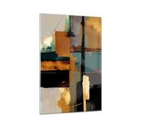 Deco Salon Astrazione Moderno Pezzo Moderne Impression sur Verre 80x120cm Image Tableau en Verre Decoration Murale Chambre Cuisine Vertical Art Wall Grand Tableaux Decoratifs Muraux GPA80x120-5801