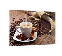 Deco Salon Café noir petit déjeuner chocolat Moderne Impression sur Verre 120x80cm Image Tableau en Verre Decoration Murale Chambre Horizontal Art Grand XXL Tableaux Decoratifs Muraux GAA120x80-2152
