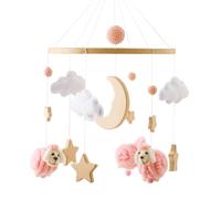 Deco Salon Mobile pour Berceau de bébé pour garçons et Filles, Style bohème, Mobile lit de bébé, Plafond, Nuages, Lune, Pendentif, Jouet, Carillon éolien en Bois, décoration (25X23. 3X3cm)