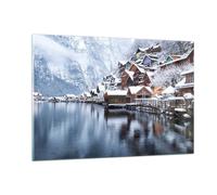 Deco Salon Paysage Règlement De Montagne Hiver Moderne Impression sur Verre 120x80cm Image Tableau en Verre Decoration Murale Chambre Horizontal Art Grand XXL Tableaux Decoratifs Muraux GAA120x80-5363