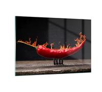 Deco Salon Piment paprika organique agriculture Moderne Impression sur Verre 120x80cm Image Tableau en Verre Decoration Murale Chambre Horizontal Art Grand XXL Tableaux Decoratifs GAA120x80-3193