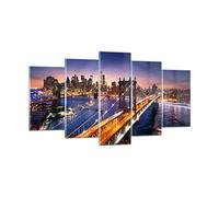 Deco Salon Usa america new york manhattan Moderne Impression sur Verre 160x85cm Image Tableau en Verre Decoration Murale Chambre Triptyque 5 parties Art Grand XXL Tableaux Decoratifs GEA160x85-2820