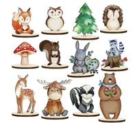 Deco Table Animaux de la Forêt,Decoration Table Bois,12 Pièces Decoration Tables Anniversaire,Figurine Animaux de la Foret,Animauxs de la Forets Decorations,Centre de Tables Animauxs de la Forets