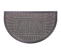 Deco Tapis 1740158 Tapis d'Entrée Demi-Lune Feuilles Polypropylène/Cao Gris 75 x 45 cm