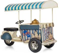Déco Tôle camion à glace toit bleu / blanc scooter modèle rétro vintage tirelire décoration camion à glace