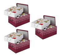 Déco XXL Carton en rouge avec de beaux darstellungen d'un parachèvent de Noël et boules de Noël-formschön et haute qualité. Avec inserts pour max. 40Boules de Noël ou décoration de Noël. Carton en carton solide en rouge avec poignées en plastique. pc-topp