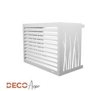 DECOAIRCO - Cache climatiseur extérieur métal - Cache clim, pompe à chaleur, protection groupe extérieur -Taille S - Blanc