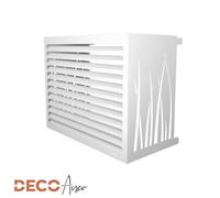 DECOAIRCO - Cache climatiseur extérieur métal - Cache clim, pompe à chaleur, protection groupe extérieur -Taille M - Blanc