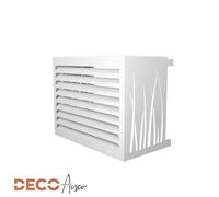 DECOAIRCO - Cache climatiseur extérieur métal - Cache clim, pompe à chaleur, protection groupe extérieur -Taille XS - Blanc