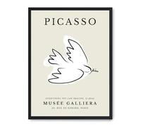 DECOALMA Bestpricepictures Tableau décoratif mural vertical rectangulaire colombe de la paix Picasso Art moderne Cadre MDF Noir 70 x 50 x 2 cm 1,61 kg
