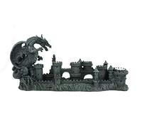 Decoartikel Support gothique en forme de dragon devant un château fort pour 5 bougies